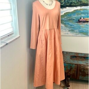 💞Everlane,The Long-Sleeve Riviera
Dress,Soft Summer Pink,Pockets, Size Medium